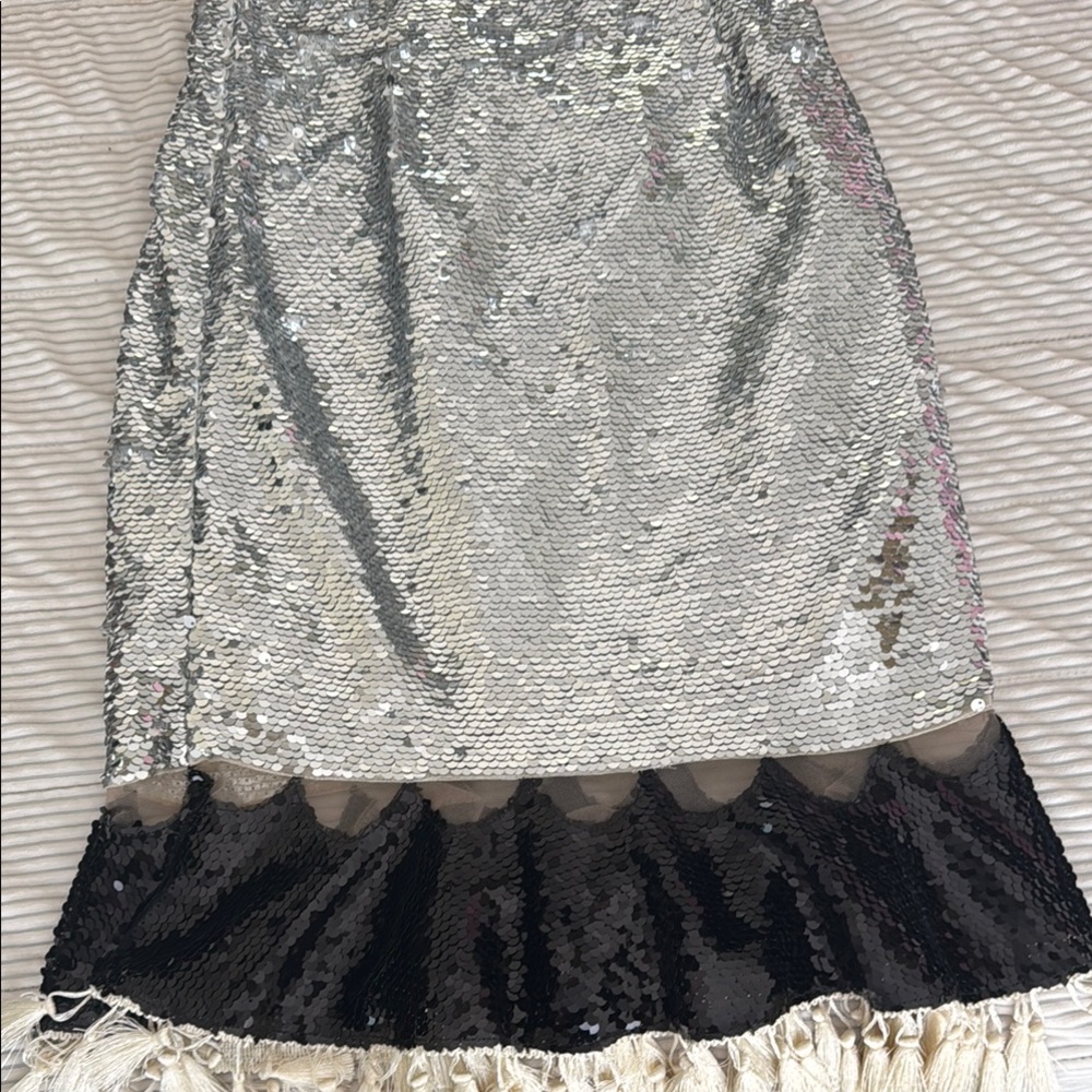 Sachin + Babi Silver Sequin Midi Pencil Skirt